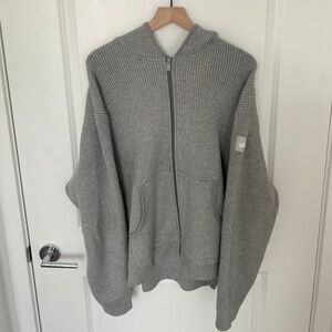 ALO Domain Ribbed Full-Zip Sweater - Grey